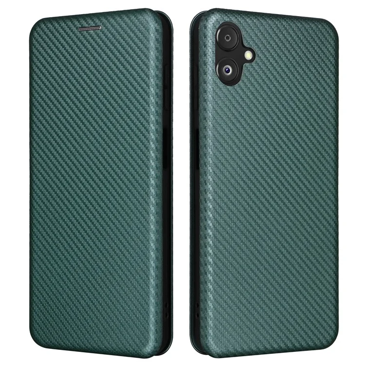 Handyhülle für Samsung Galaxy F14 5G PU-Leder Carbon-Faser-Textur Ständer-Cover mit Kartenfach - Grün
