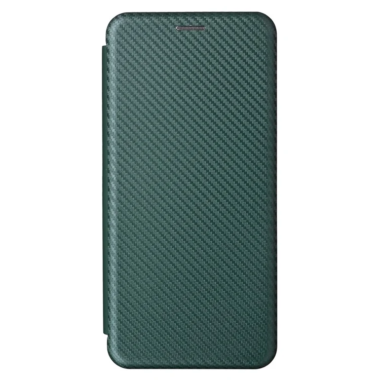 Handyhülle für Samsung Galaxy F14 5G PU-Leder Carbon-Faser-Textur Ständer-Cover mit Kartenfach - Grün