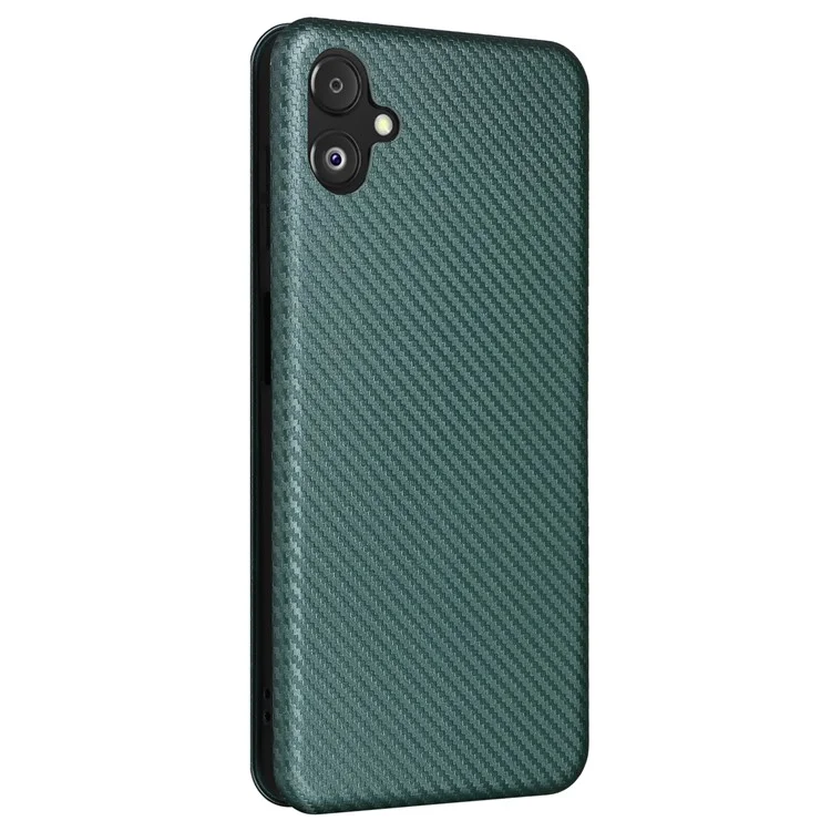 Handyhülle für Samsung Galaxy F14 5G PU-Leder Carbon-Faser-Textur Ständer-Cover mit Kartenfach - Grün