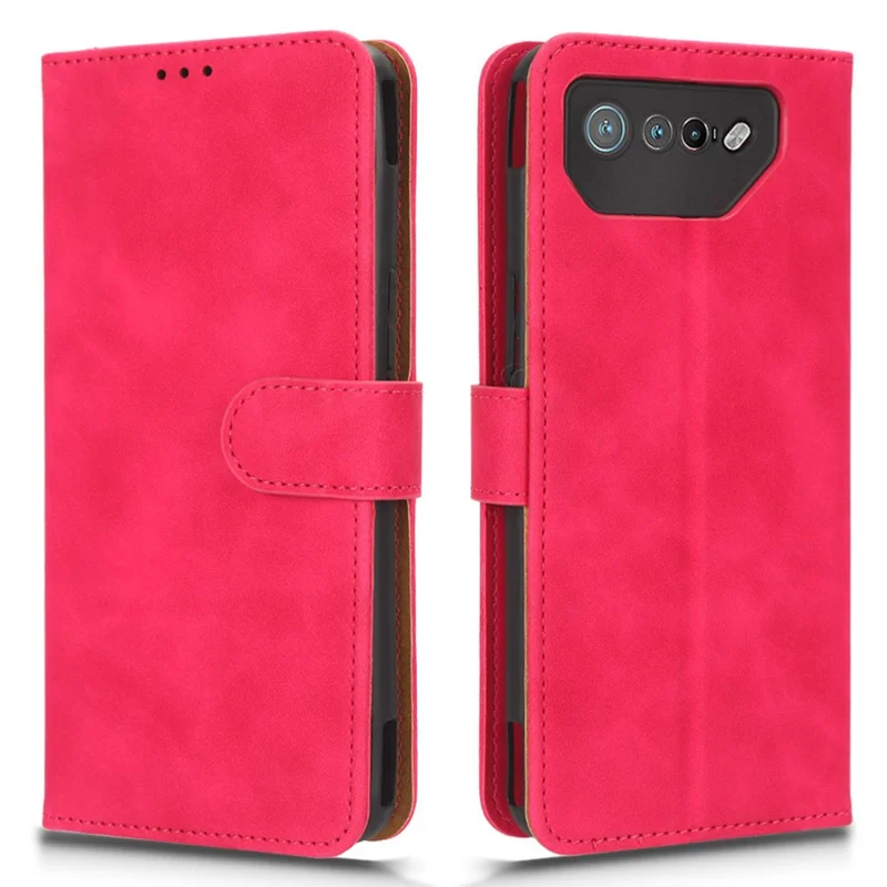 For Asus ROG Phone 7 5G / ROG Phone 7 Ultimate 5G Skin-touch Wallet Phone Case PU Leather Folding Stand  Cover - Rose