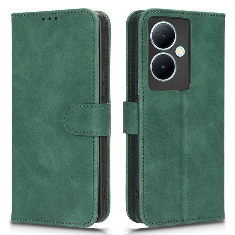 Per vivo Y78+ 5G Skin-touch Custodia in pelle PU con supporto Wallet Full Protection - Verde