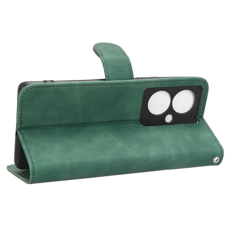 Per vivo Y78+ 5G Skin-touch Custodia in pelle PU con supporto Wallet Full Protection - Verde