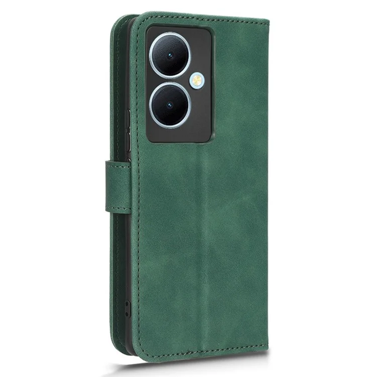 Per vivo Y78+ 5G Skin-touch Custodia in pelle PU con supporto Wallet Full Protection - Verde