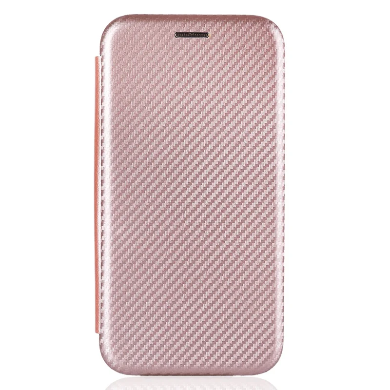 Funda de pie para Asus ROG Phone 7 5G / 7 Ultimate 5G Textura de fibra de carbono Ranura para tarjeta Funda de teléfono de piel de PU - Oro rosa