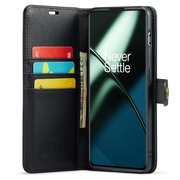 DG.MING For OnePlus 11 5G Detachable Magnetic Anti-drop Case Split Leather Wallet Stand Phone Cover - Black