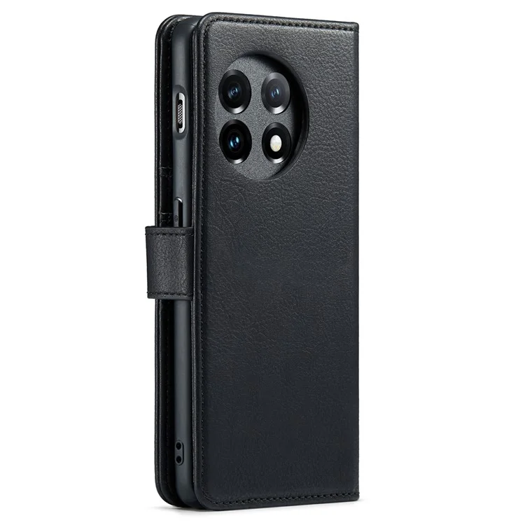 DG.MING For OnePlus 11 5G Detachable Magnetic Anti-drop Case Split Leather Wallet Stand Phone Cover - Black