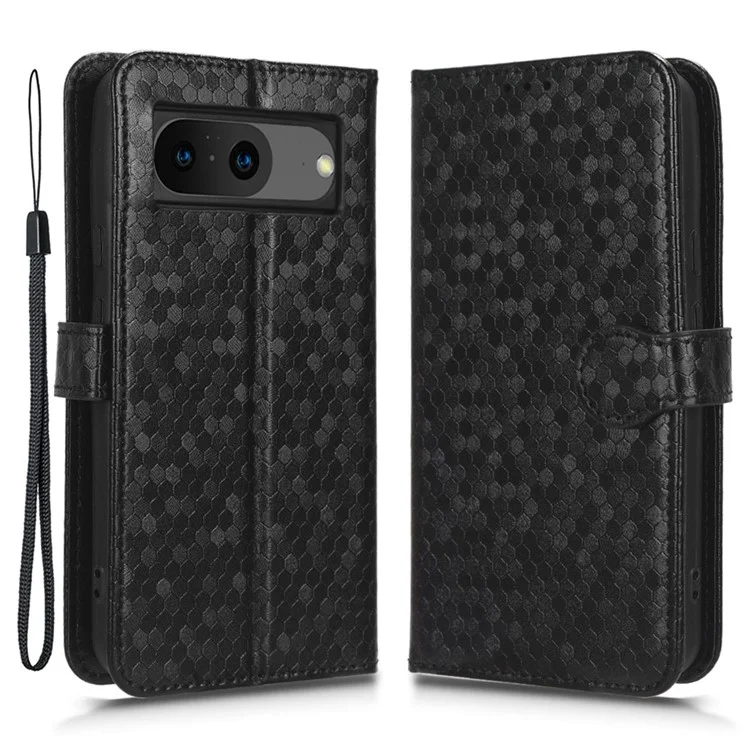 Para Google Pixel 8 Stand Imprinted Dot Pattern Phone Cover Phone Wallet PU Leather Phone Case - Negro