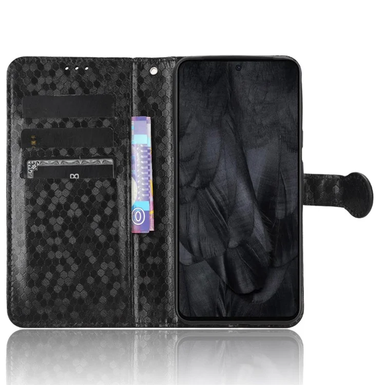 Para Google Pixel 8 Stand Imprinted Dot Pattern Phone Cover Phone Wallet PU Leather Phone Case - Negro