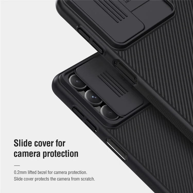 NILLKIN CamShield para Samsung Galaxy M54 5G / F54 5G Capa de telefone de PC duro Slide Lens Protection Anti-drop Cover - Azul
