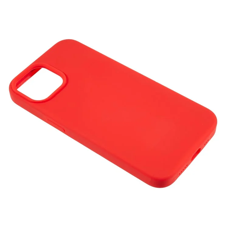 Para iPhone 14 Arañazo a Prueba de Líquido Silicona Funda Protectora de Teléfono Espalda con Revestimiento Suave - Rojo