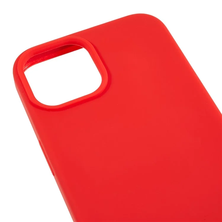 Para iPhone 14 Arañazo a Prueba de Líquido Silicona Funda Protectora de Teléfono Espalda con Revestimiento Suave - Rojo