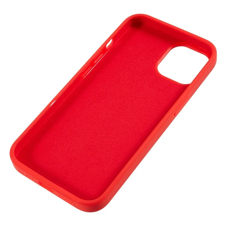 Para iPhone 14 Arañazo a Prueba de Líquido Silicona Funda Protectora de Teléfono Espalda con Revestimiento Suave - Rojo