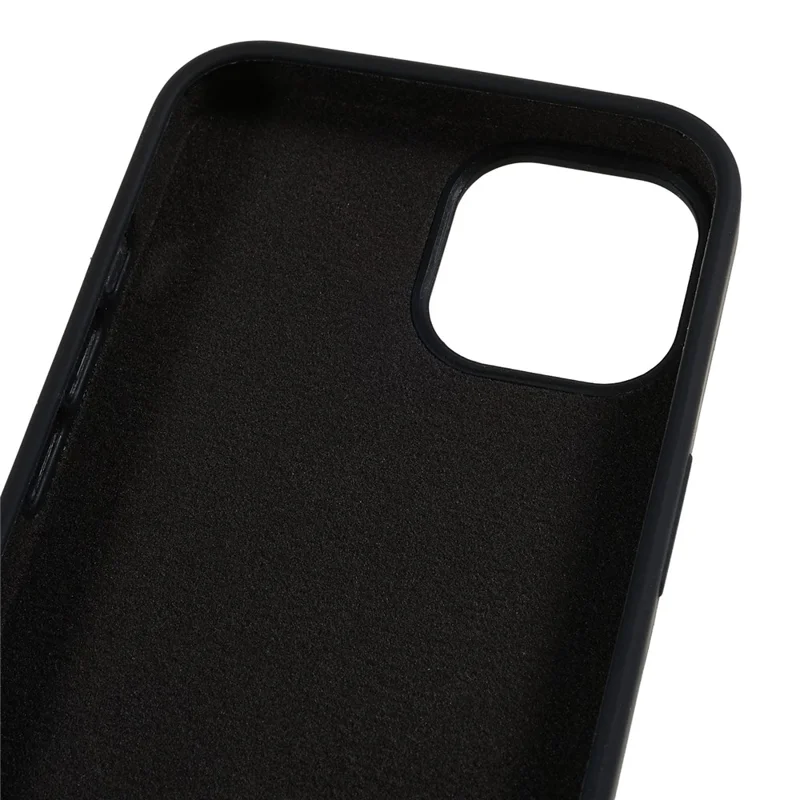 Pour iPhone 13 6.1 pouces Coque de protection en silicone liquide antichoc avec doublure douce - Noir