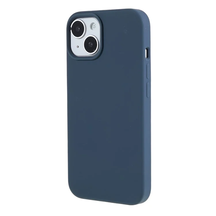 For iPhone 13 6.1 inch Shockproof Liquid Silicone Phone Case Back Protective Cover with Soft Lining - Midnight Blue