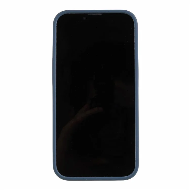 For iPhone 13 6.1 inch Shockproof Liquid Silicone Phone Case Back Protective Cover with Soft Lining - Midnight Blue