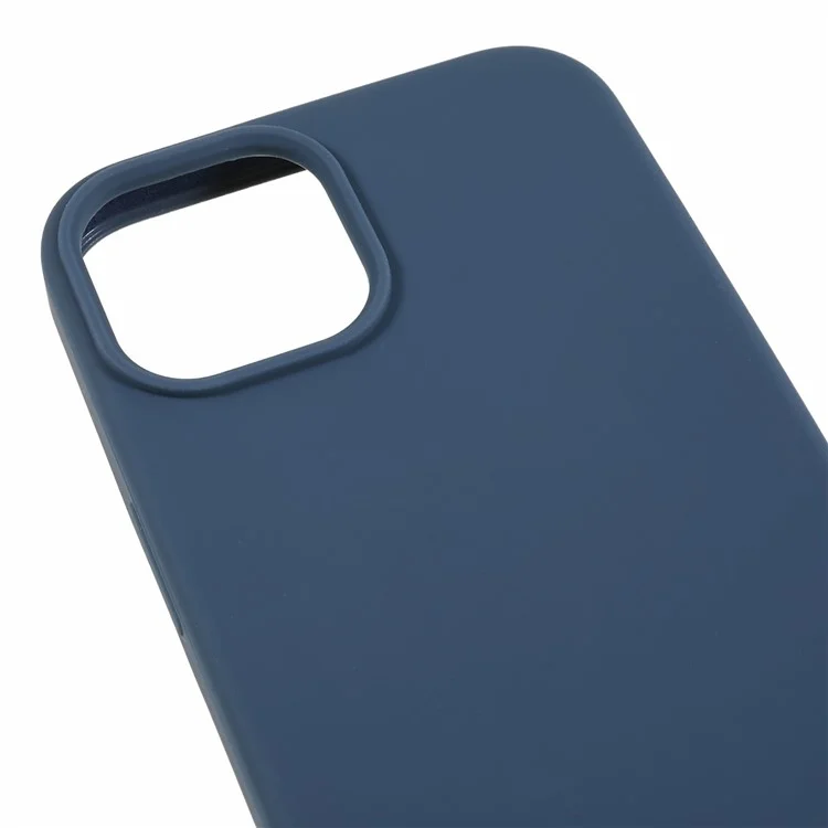 For iPhone 13 6.1 inch Shockproof Liquid Silicone Phone Case Back Protective Cover with Soft Lining - Midnight Blue