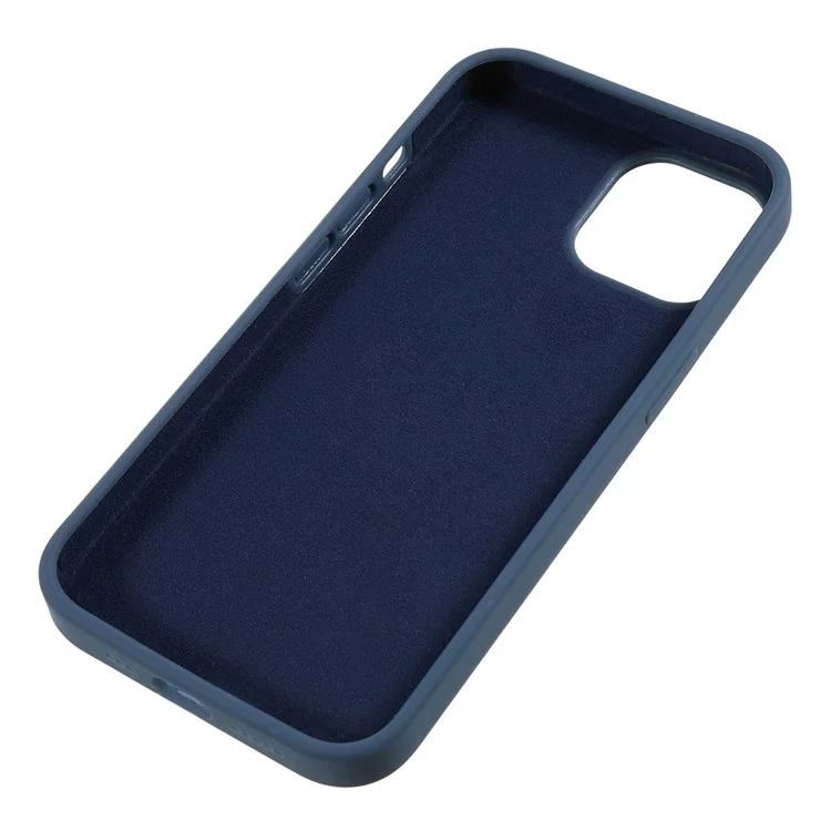 For iPhone 13 6.1 inch Shockproof Liquid Silicone Phone Case Back Protective Cover with Soft Lining - Midnight Blue