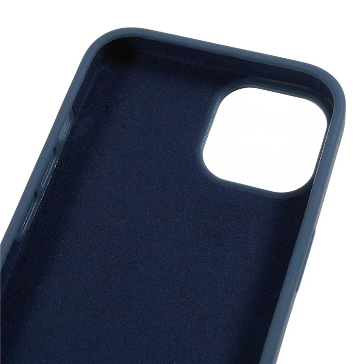 For iPhone 13 6.1 inch Shockproof Liquid Silicone Phone Case Back Protective Cover with Soft Lining - Midnight Blue