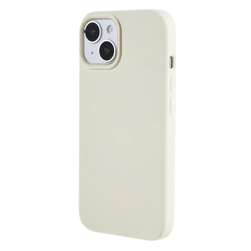 For iPhone 13 6.1 inch Shockproof Liquid Silicone Phone Case Back Protective Cover with Soft Lining - White