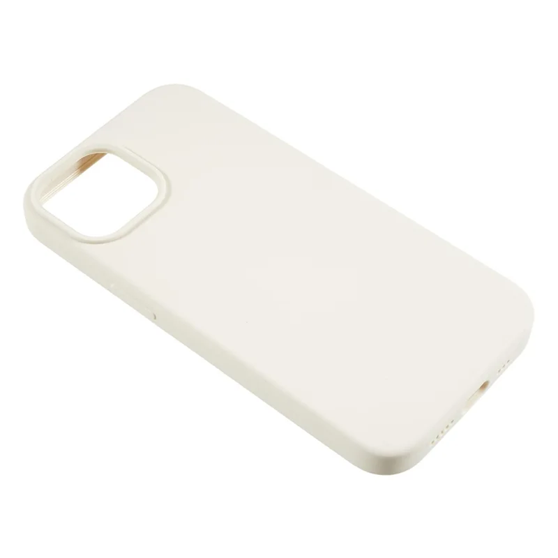 For iPhone 13 6.1 inch Shockproof Liquid Silicone Phone Case Back Protective Cover with Soft Lining - White