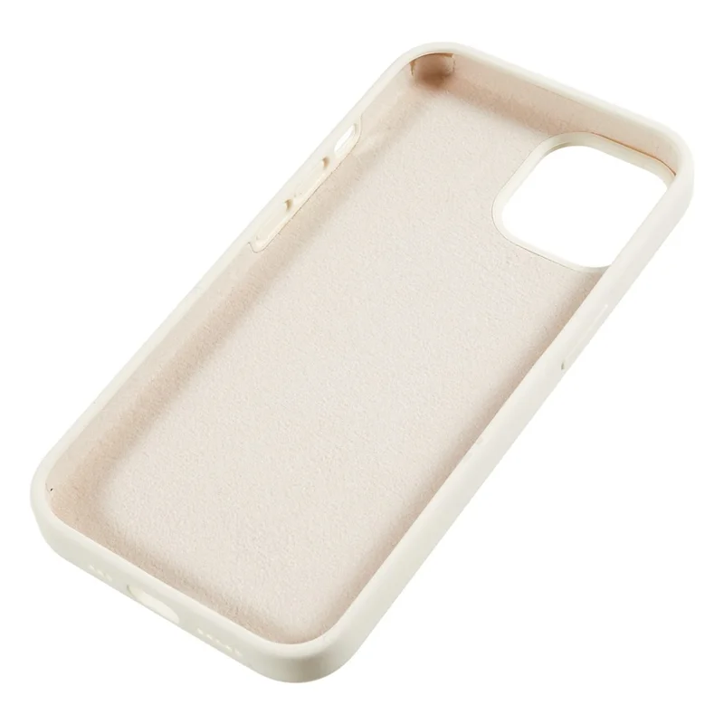 For iPhone 13 6.1 inch Shockproof Liquid Silicone Phone Case Back Protective Cover with Soft Lining - White