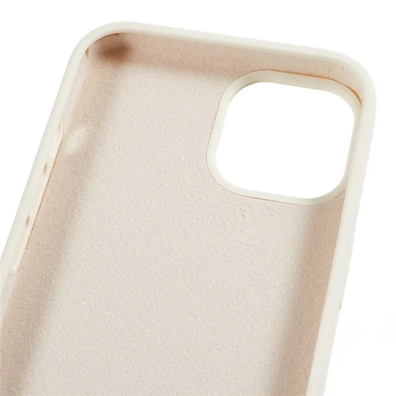 For iPhone 13 6.1 inch Shockproof Liquid Silicone Phone Case Back Protective Cover with Soft Lining - White