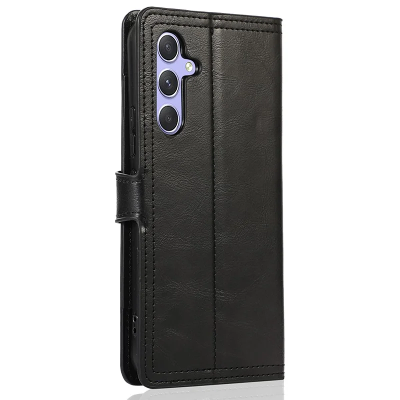 For Samsung Galaxy A54 5G PU Leather Wallet Drop-proof Case Zipper Pocket Flip Stand Phone Cover - Black