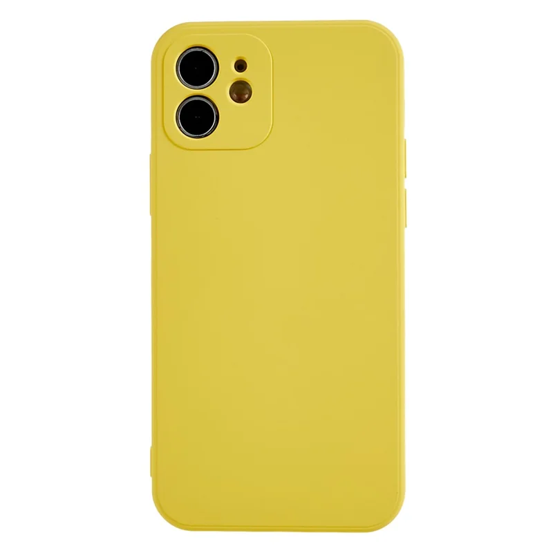 For iPhone 12 6.1 inch Rubberized TPU Phone Case Fiber Lining Fall Proof Protective Cover - Yellow