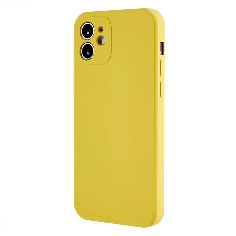 For iPhone 12 6.1 inch Rubberized TPU Phone Case Fiber Lining Fall Proof Protective Cover - Yellow