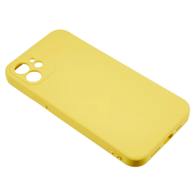 For iPhone 12 6.1 inch Rubberized TPU Phone Case Fiber Lining Fall Proof Protective Cover - Yellow