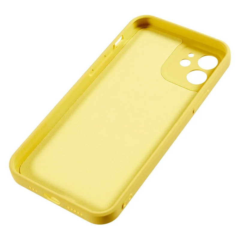 For iPhone 12 6.1 inch Rubberized TPU Phone Case Fiber Lining Fall Proof Protective Cover - Yellow