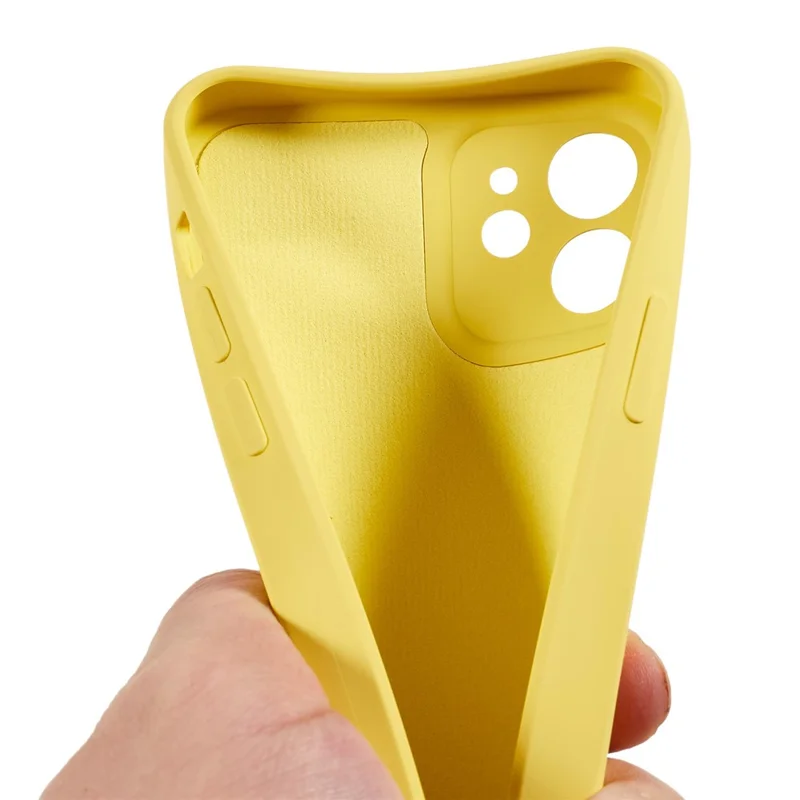 For iPhone 12 6.1 inch Rubberized TPU Phone Case Fiber Lining Fall Proof Protective Cover - Yellow