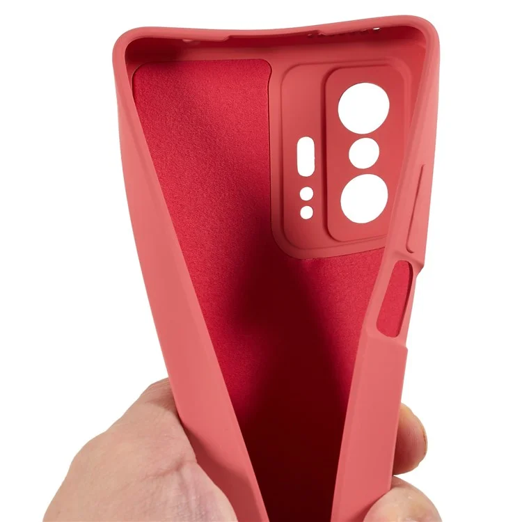 For Xiaomi 11T Pro 5G / 11T 5G Rubberized Fiber Lining Phone Cover Flexible TPU Phone Case - Hawthorn Red