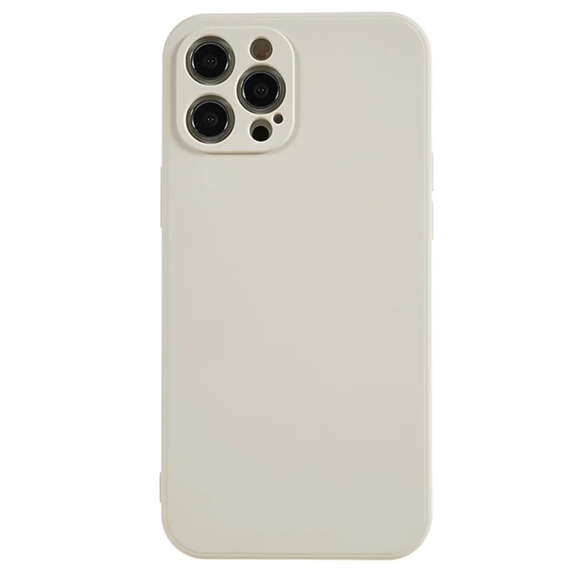 For iPhone 12 Pro Max 6.7 inch Soft TPU Drop-Proof Rubberized Cover Fiber Lining Cushion Phone Case - White