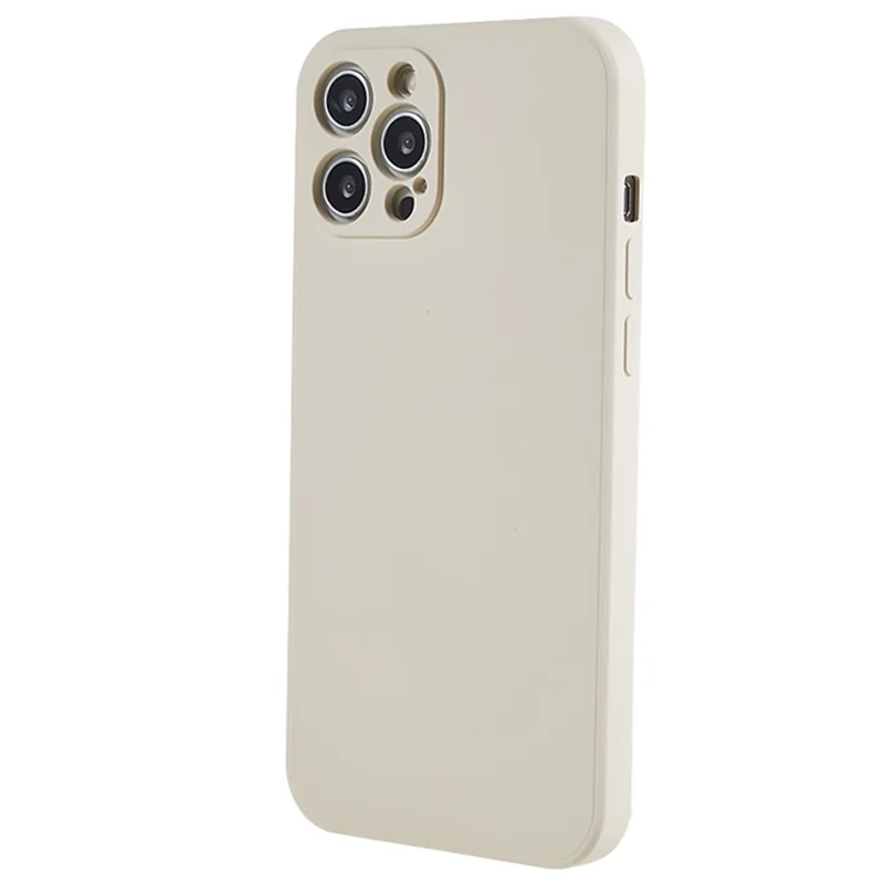 For iPhone 12 Pro Max 6.7 inch Soft TPU Drop-Proof Rubberized Cover Fiber Lining Cushion Phone Case - White