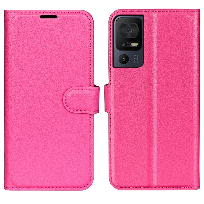 For TCL 40 SE Litchi Texture PU Leather Wallet Function Phone Shell Cover Phone Stand Case - Rose
