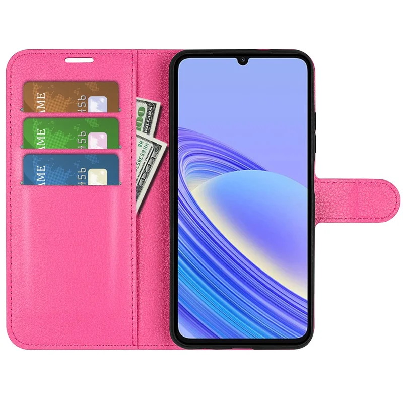 For TCL 40 SE Litchi Texture PU Leather Wallet Function Phone Shell Cover Phone Stand Case - Rose