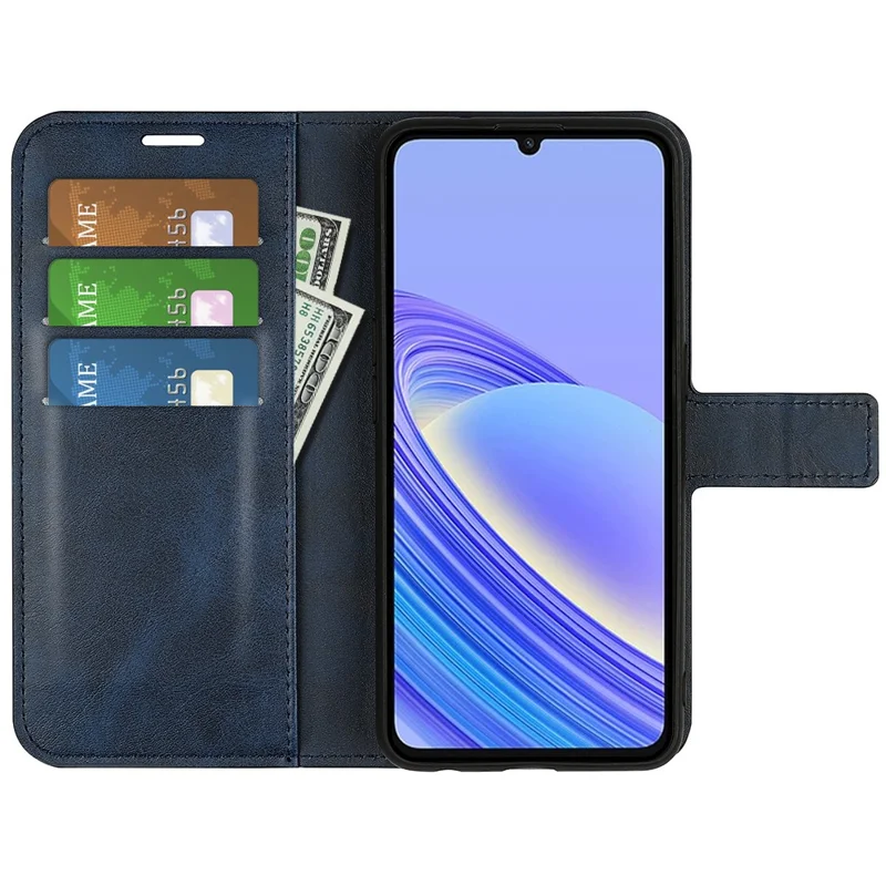 For TCL 40 SE Wallet Protective Shell Calf Texture Square Magnetic Clasp Stand PU Leather Cell Phone Case - Blue