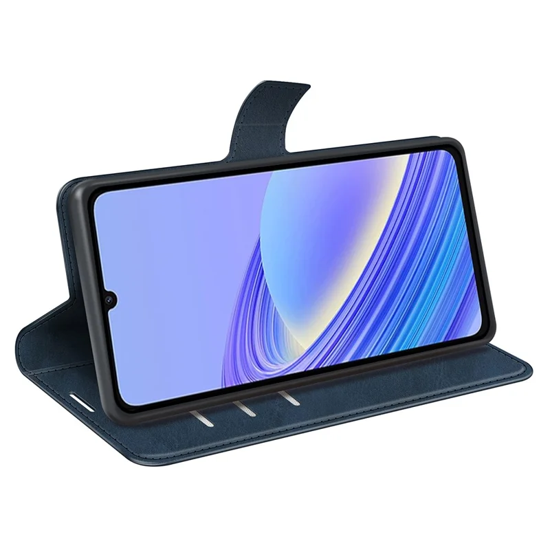 For TCL 40 SE Wallet Protective Shell Calf Texture Square Magnetic Clasp Stand PU Leather Cell Phone Case - Blue