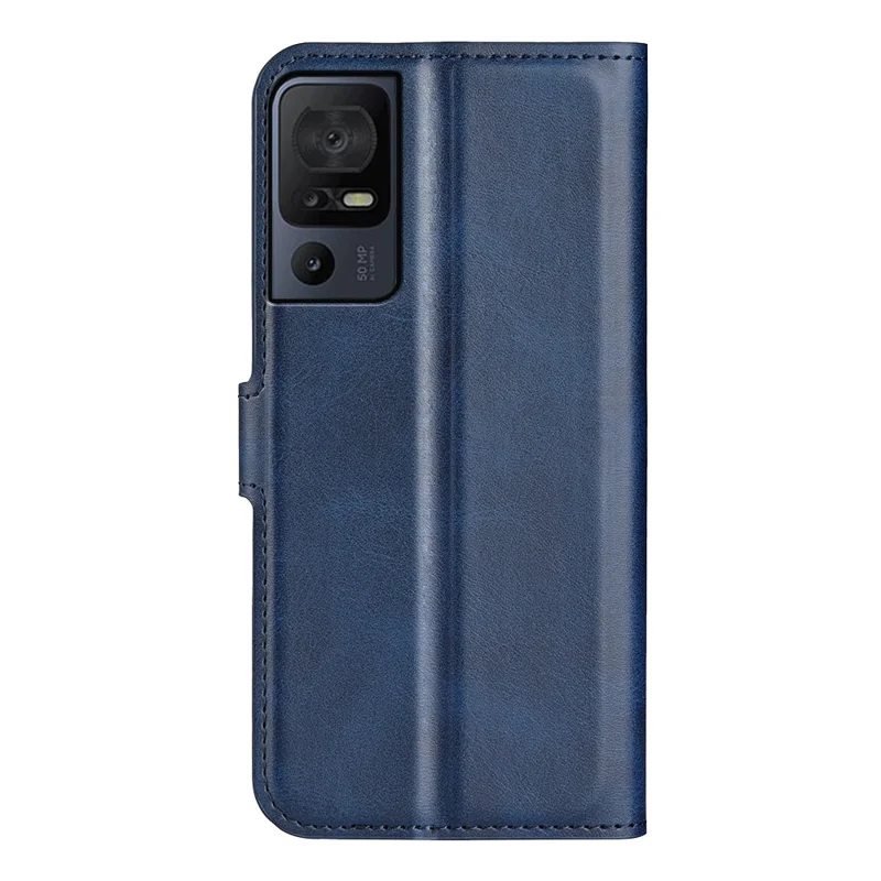 For TCL 40 SE Wallet Protective Shell Calf Texture Square Magnetic Clasp Stand PU Leather Cell Phone Case - Blue