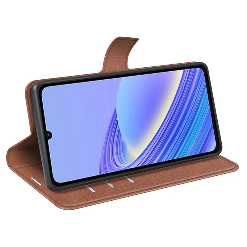 Fodral för TCL 40 SE med plånbok, skyddande fodral med kalvläderstruktur, kvadratisk magnetisk spänne, ställfot, PU-läder mobilskal - ljusbrun