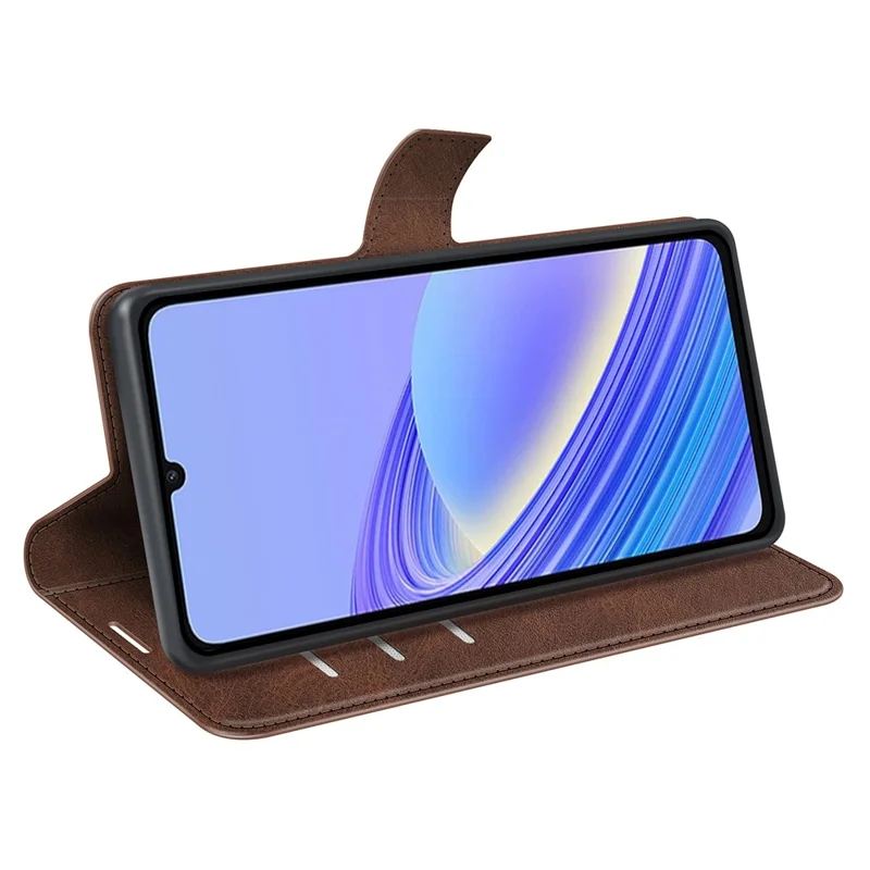 Voor TCL 40 SE Portefeuille Beschermhoes Kalfsstructuur Vierkante Magnetische Sluiting Stand PU Leer Mobiele Telefoonhoes - Bruin