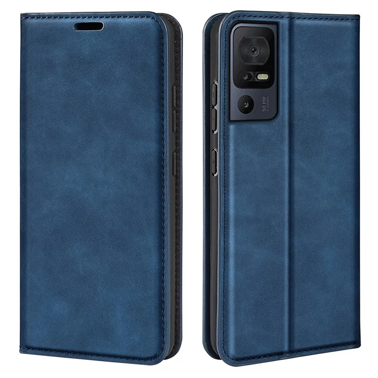 Per TCL 40 SE Skin-touch Leather Phone Case Flip magnetico in pelle Portafoglio Cover per telefono - Blu
