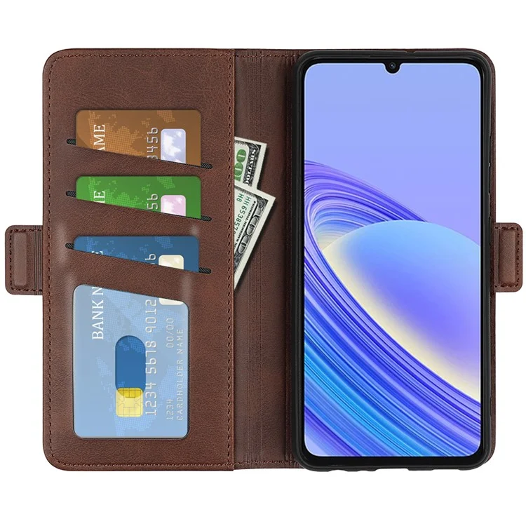 Para TCL 40 SE Funda de Teléfono de Cartera de Piel de Ante Antiarañazos PU, Textura de Ternera, Anticorrosión, Soporte de Teléfono - Marrón