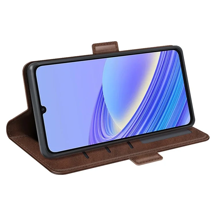 Para TCL 40 SE Funda de Teléfono de Cartera de Piel de Ante Antiarañazos PU, Textura de Ternera, Anticorrosión, Soporte de Teléfono - Marrón
