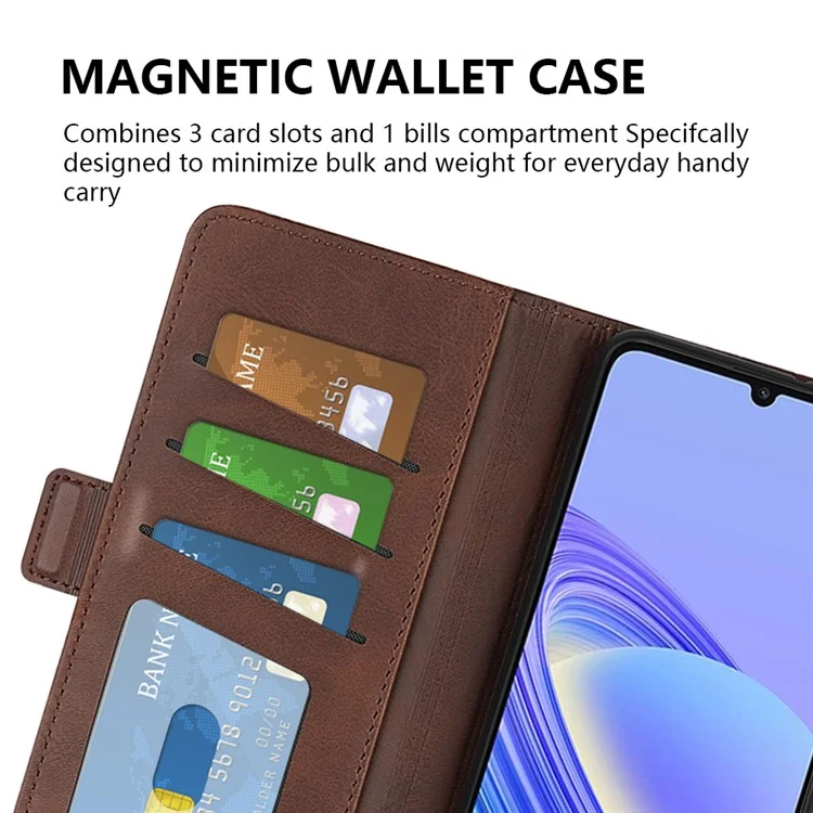 Para TCL 40 SE Funda de Teléfono de Cartera de Piel de Ante Antiarañazos PU, Textura de Ternera, Anticorrosión, Soporte de Teléfono - Marrón