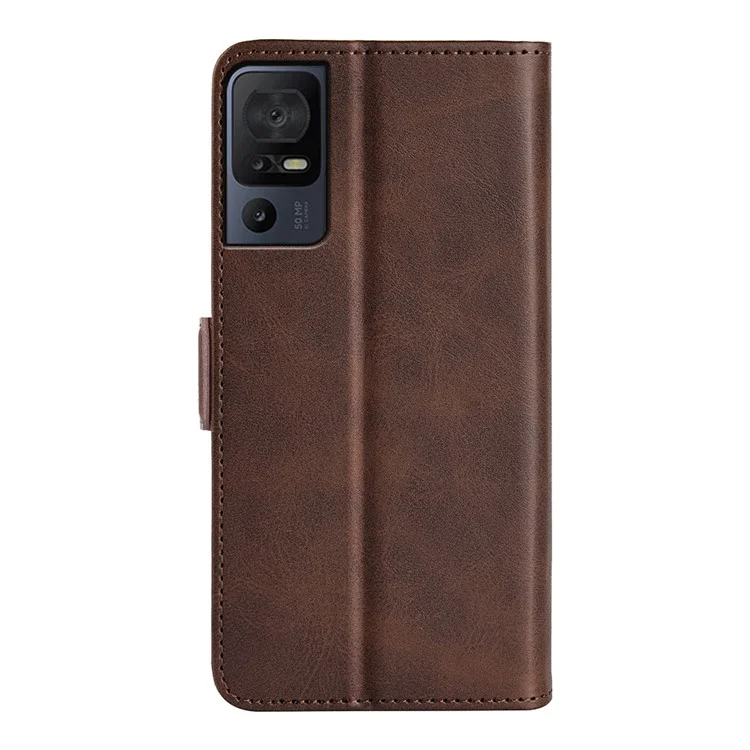 Para TCL 40 SE Funda de Teléfono de Cartera de Piel de Ante Antiarañazos PU, Textura de Ternera, Anticorrosión, Soporte de Teléfono - Marrón