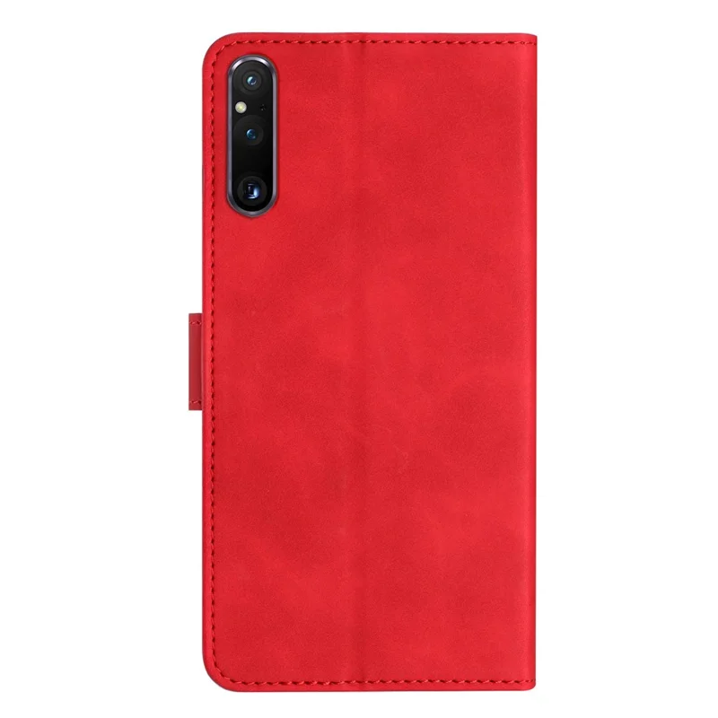 For Sony Xperia 1 V Drop-proof Butterfly Imprinted Shell PU Leather Wallet Stand Phone Case - Red