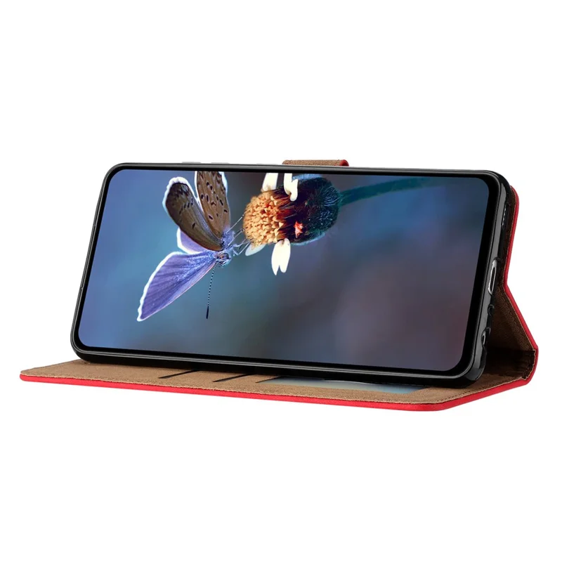 For Sony Xperia 1 V Drop-proof Butterfly Imprinted Shell PU Leather Wallet Stand Phone Case - Red