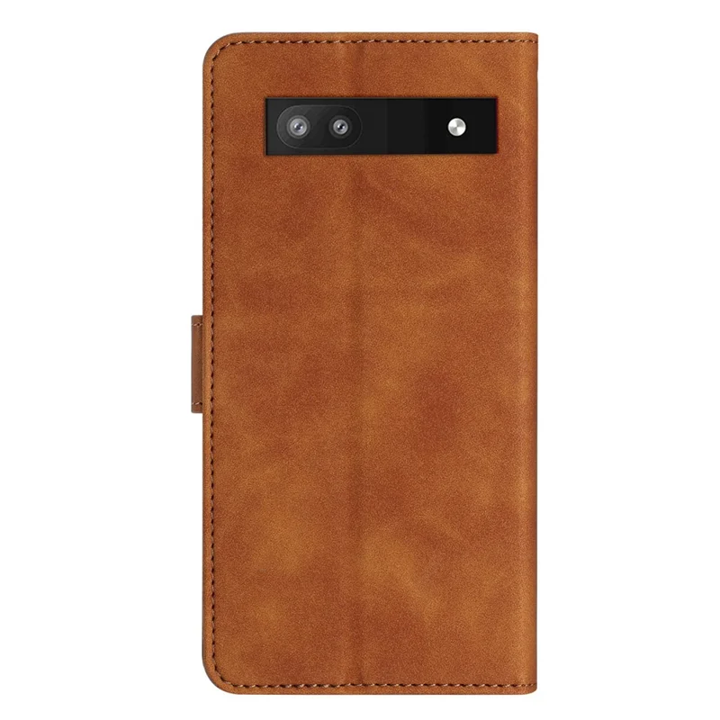 For Google Pixel 7a Butterfly Imprinted Foldable Stand Shell Anti-scratch PU Leather Wallet Phone Case - Brown